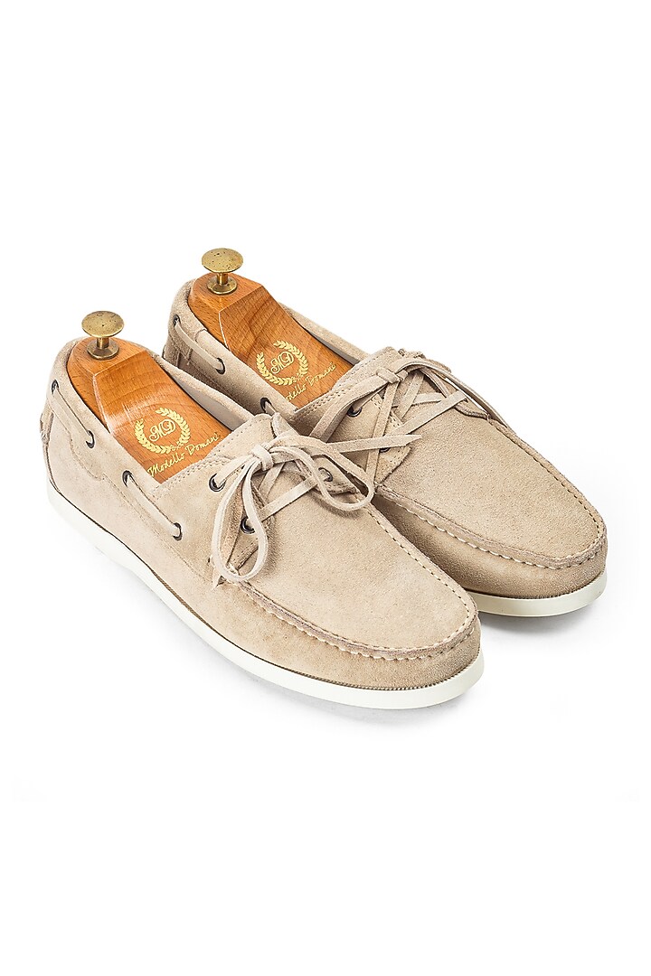 Black Suede Handcrafted Boat Shoes by Modello Domani at Pernia's Pop Up Shop
