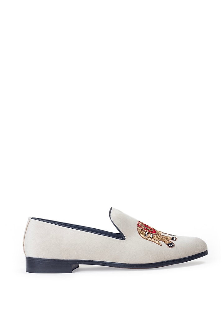 Cream Velvet Handcrafted Slip-On by Modello Domani at Pernia's Pop Up Shop