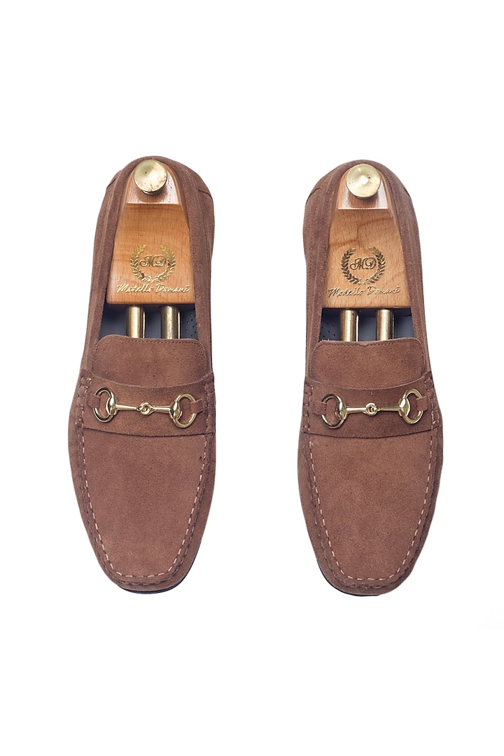 Brown Leather Handcrafted Loafers by Modello Domani