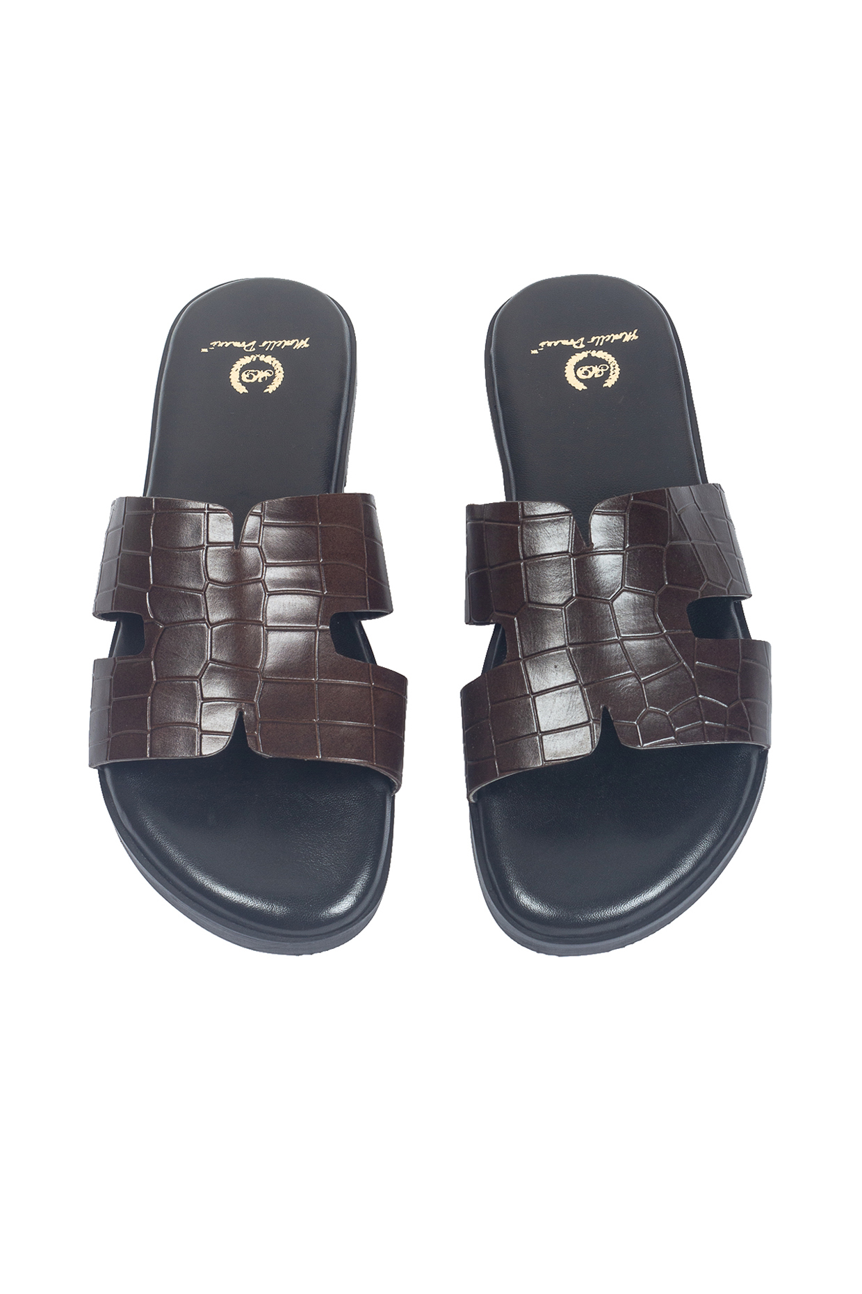 Brown Leather Handcrafted Slippers by Modello Domani