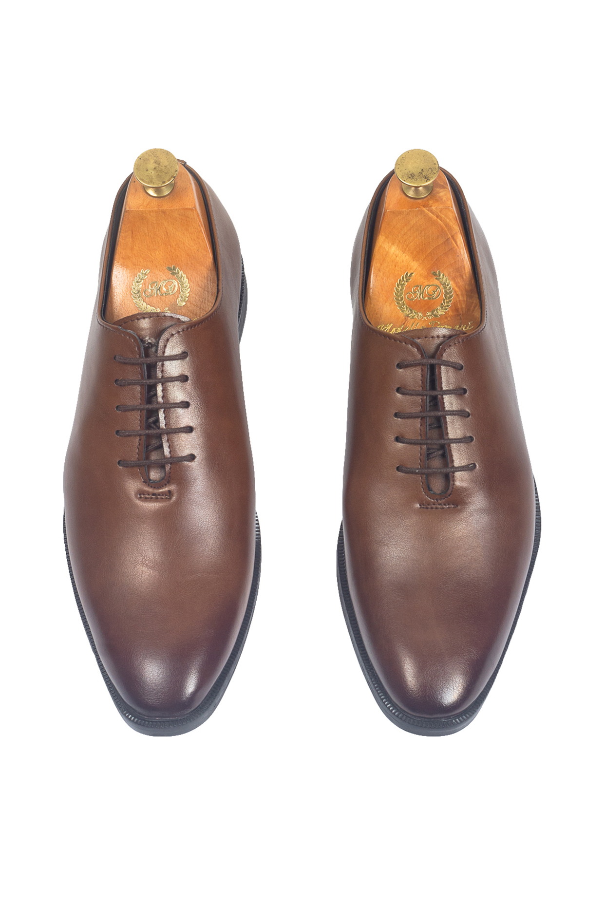 Tan Synthetic Leather Handcrafted Derby Shoes by Modello Domani
