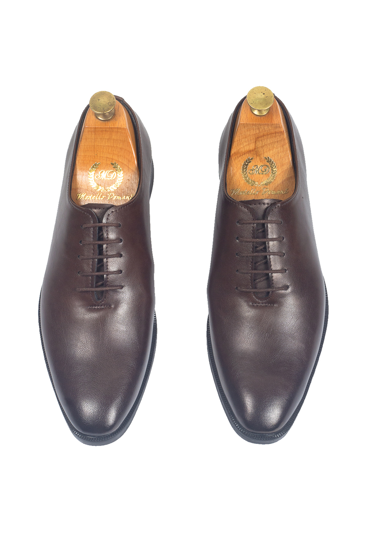 Brown Synthetic Leather Handcrafted Derby Shoes by Modello Domani