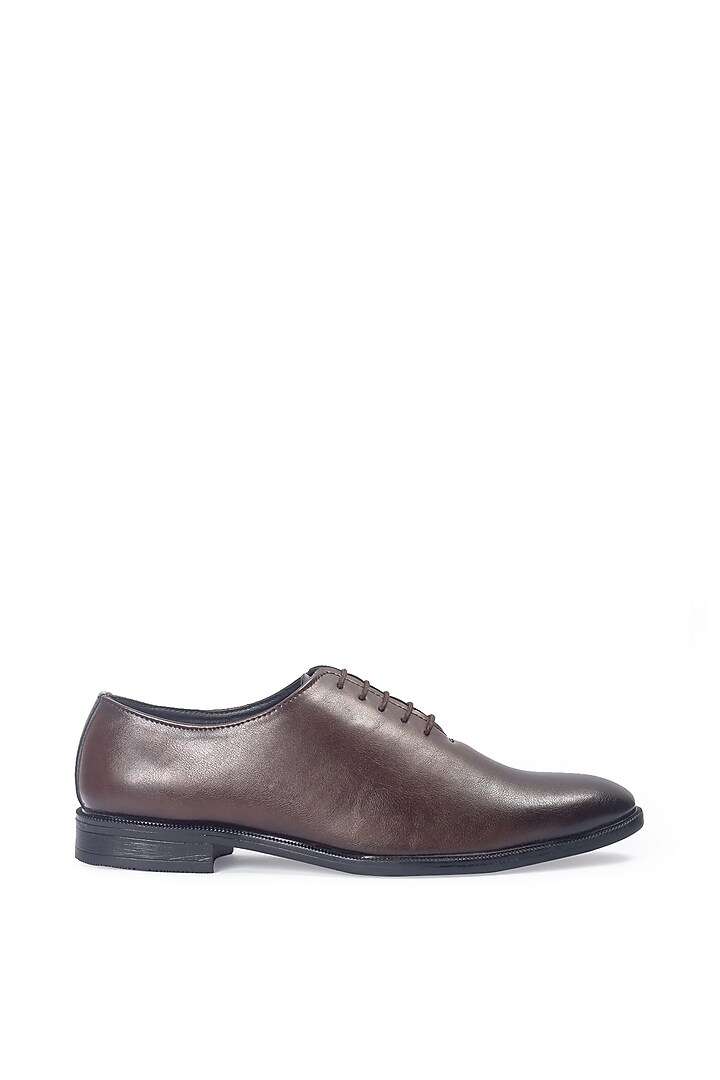 Brown Synthetic Leather Handcrafted Derby Shoes by Modello Domani at Pernia's Pop Up Shop