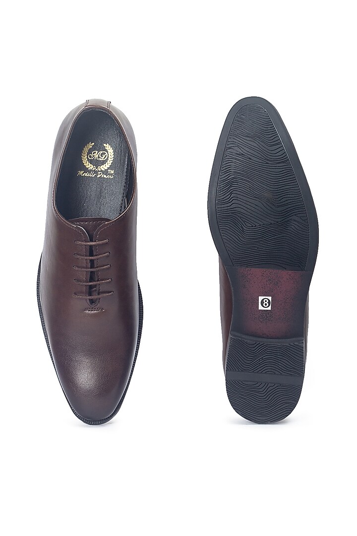 Brown Synthetic Leather Handcrafted Derby Shoes by Modello Domani at Pernia's Pop Up Shop