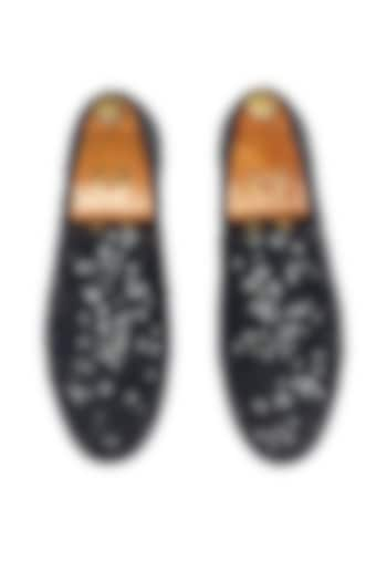 Black Velvet Handcrafted Sequin Slip-Ons by Modello Domani at Pernia's Pop Up Shop