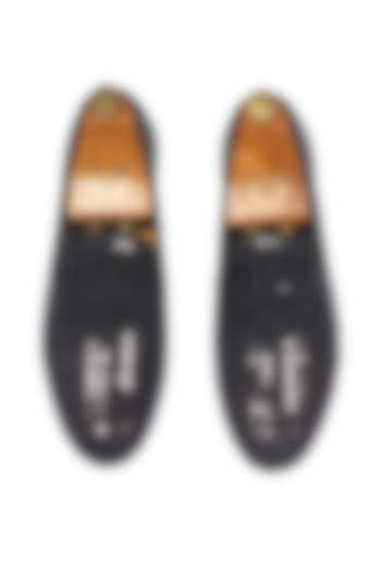 Black Velvet Embroidered Handcrafted Slip-Ons by Modello Domani at Pernia's Pop Up Shop