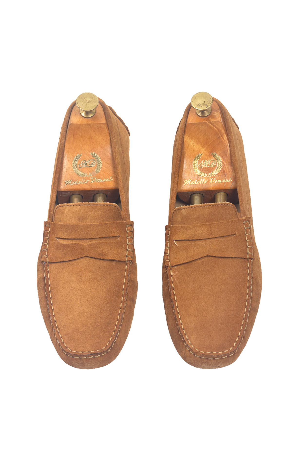 Tan Suede Penny Loafers by Modello Domani