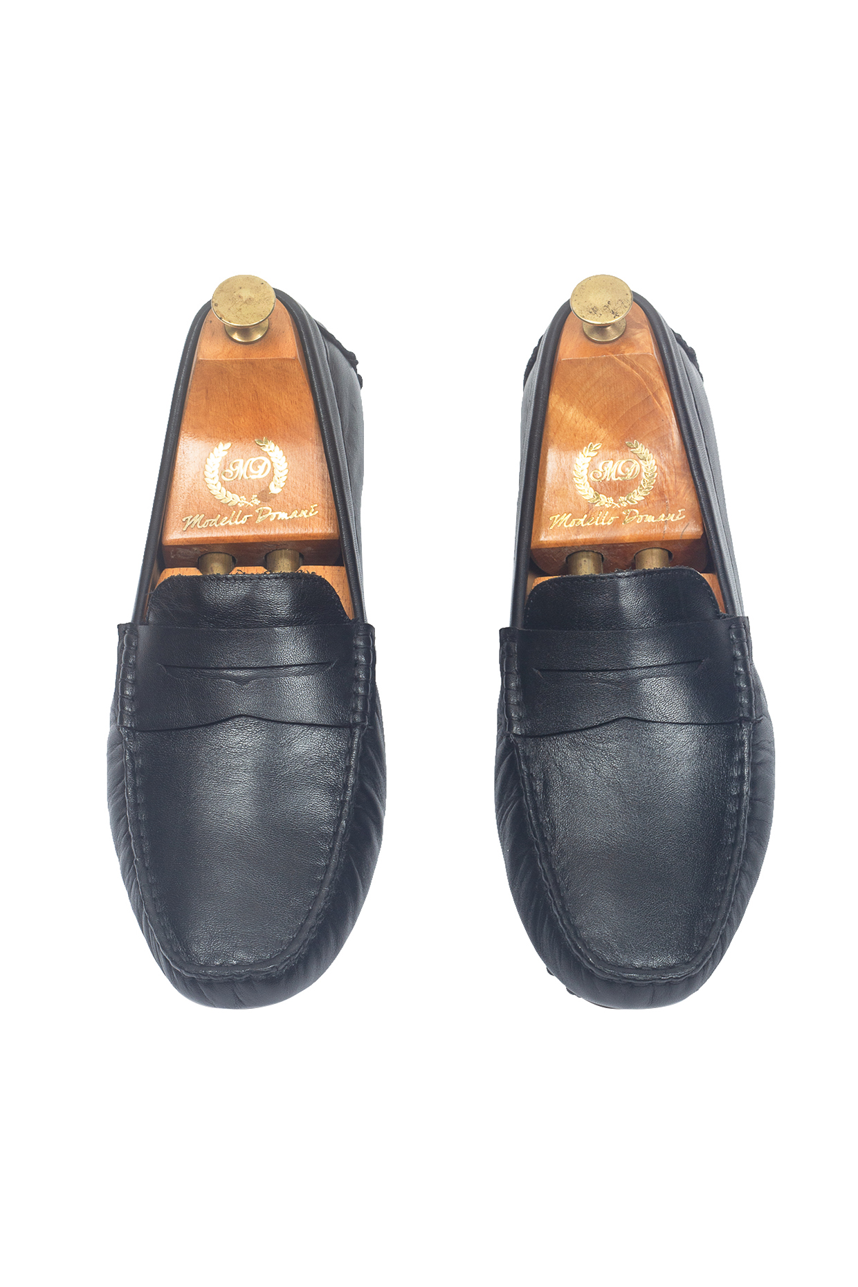 Black Suede Penny Loafers by Modello Domani