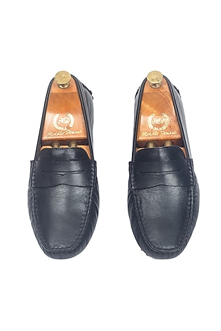 Black Suede Penny Loafers by Modello Domani