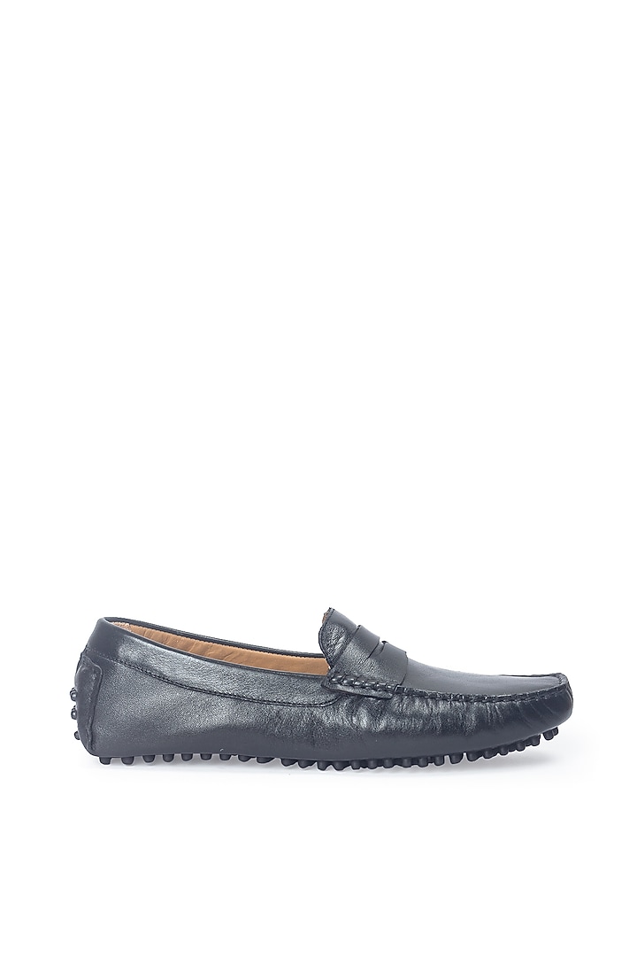 Black Suede Penny Loafers by Modello Domani at Pernia's Pop Up Shop
