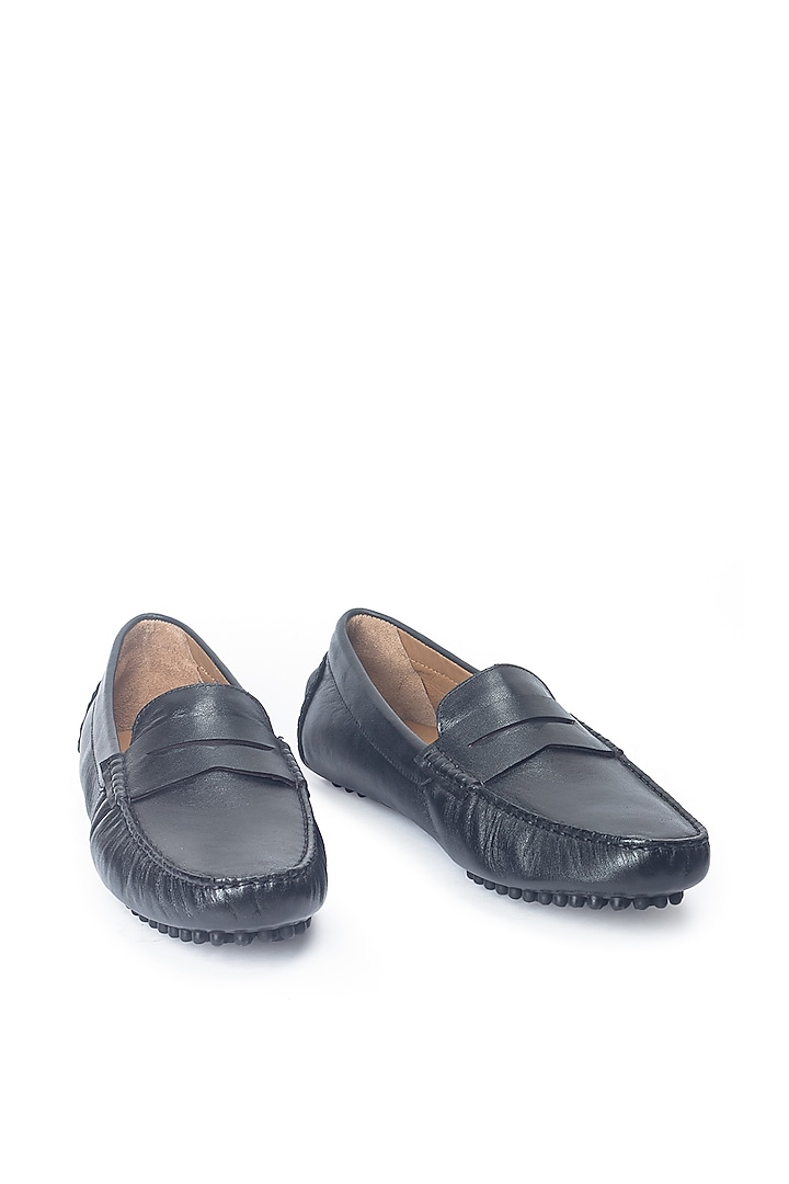 Black Suede Penny Loafers by Modello Domani at Pernia's Pop Up Shop