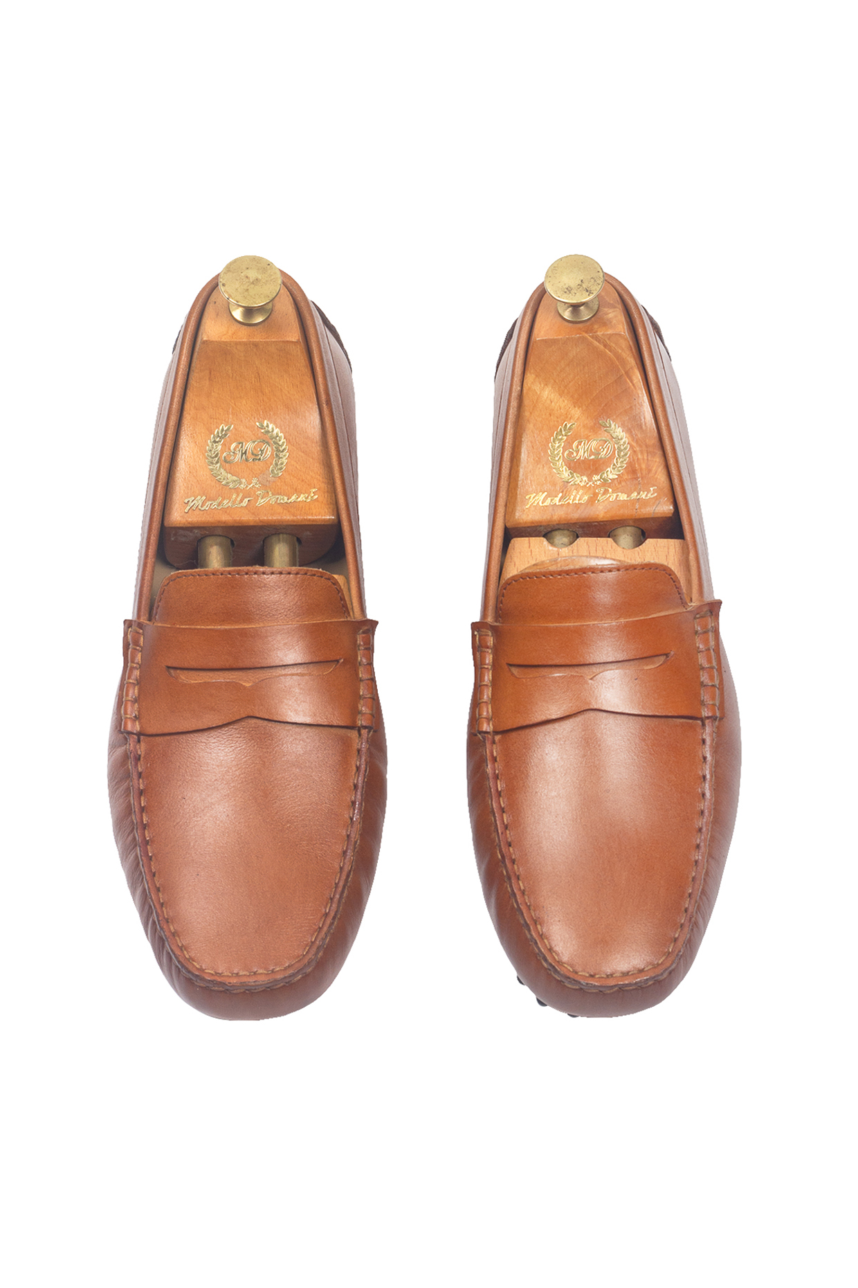 Tan Pure Leather Penny Loafers by Modello Domani