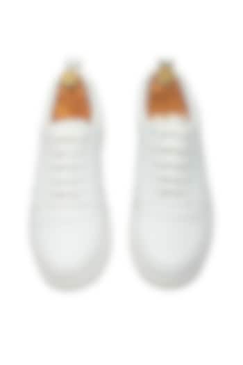 White Leather Handcrafted Sneakers by Modello Domani