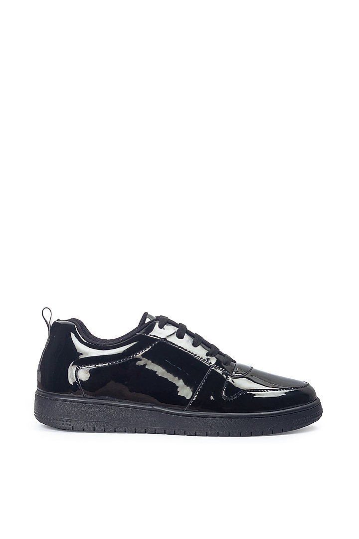 Patent Black Leather Handcrafted Sneakers by Modello Domani at Pernia's Pop Up Shop