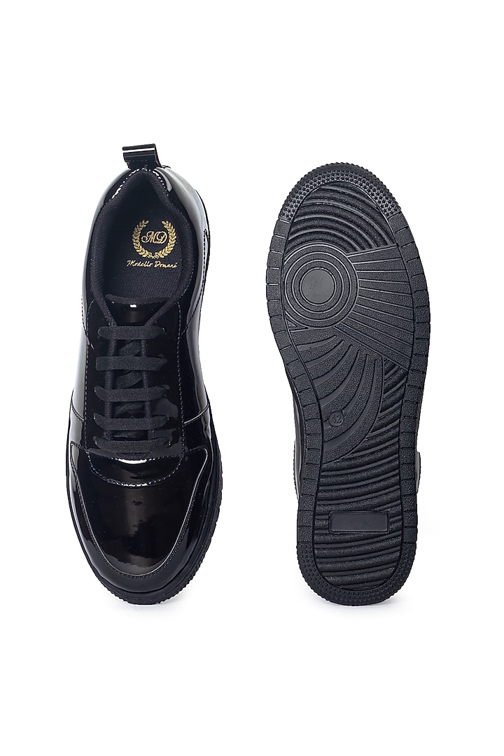 Patent Black Leather Handcrafted Sneakers by Modello Domani at Pernia's Pop Up Shop