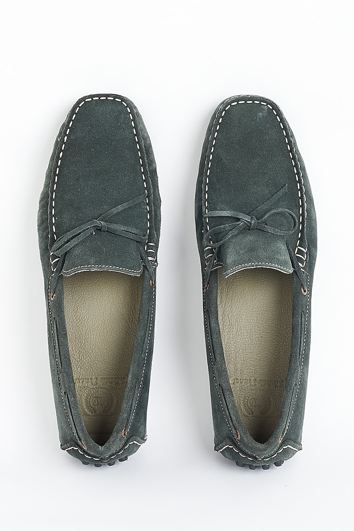 Army Green Nappa Leather Loafers by Modello Domani