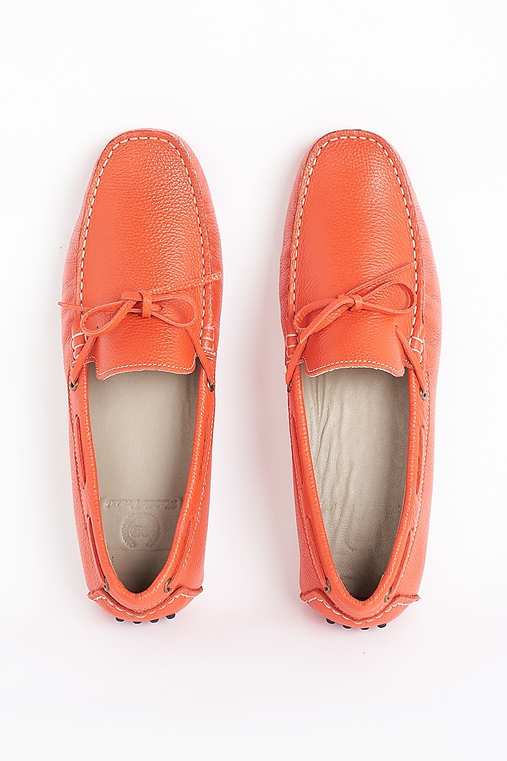 Red Leather Loafers by Modello Domani