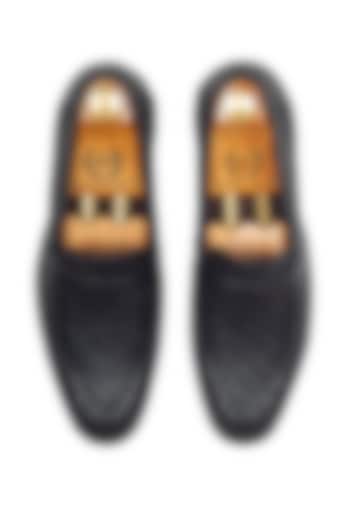 Black Woven Synthetic Slip-Ons by Modello Domani