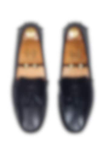 Black Leather Loafers by Modello Domani