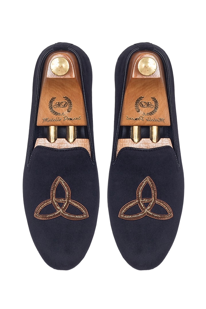 Black Handcrafted Slip-Ons by Modello Domani