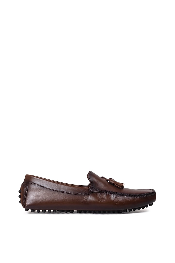 Bruish Brown Handcrafted Leather Loafers by Modello Domani at Pernia's Pop Up Shop