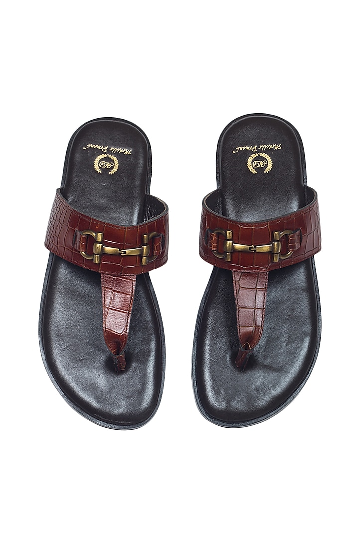 Burgundy Embossed Leather Handcrafted Slippers by Modello Domani