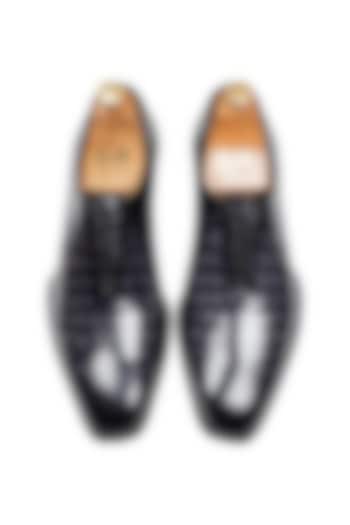 Grey Patina Leather Lace-Up Shoes by Modello Domani at Pernia's Pop Up Shop
