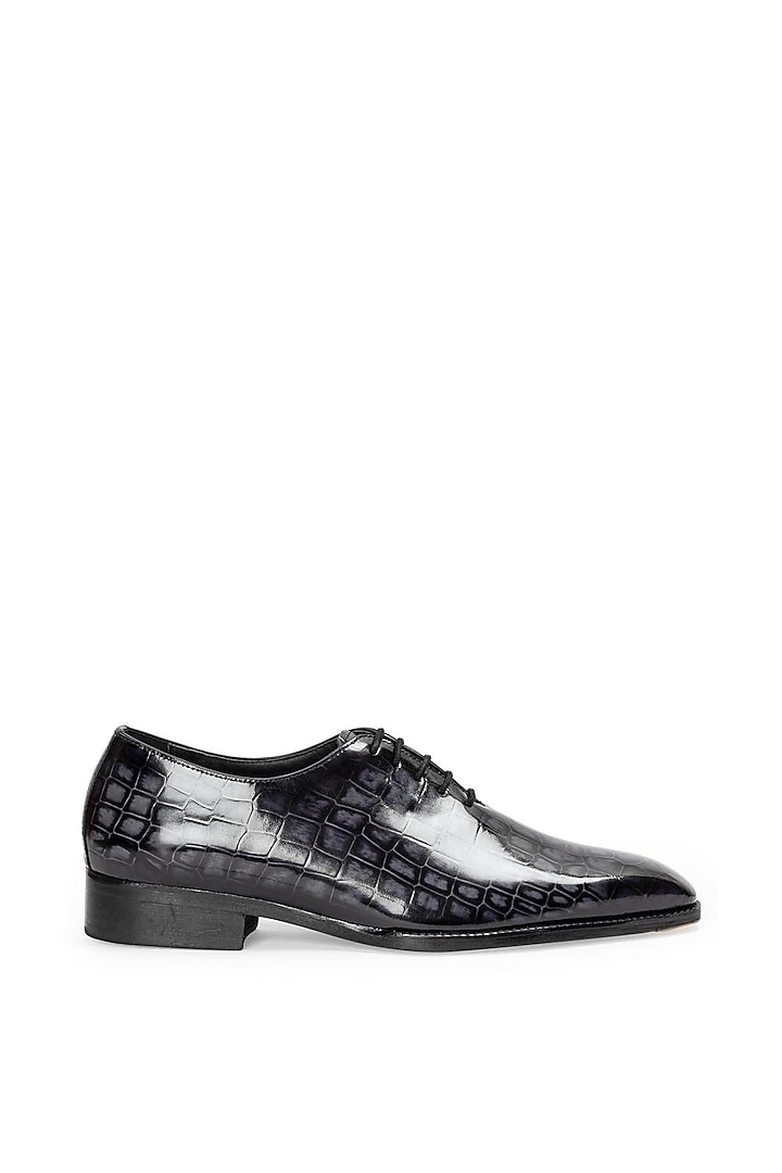 Grey Patina Leather Lace-Up Shoes by Modello Domani at Pernia's Pop Up Shop