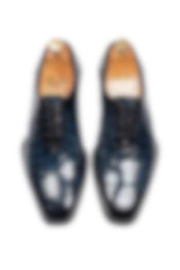 Blue Patina Leather Lace-Up Shoes by Modello Domani at Pernia's Pop Up Shop