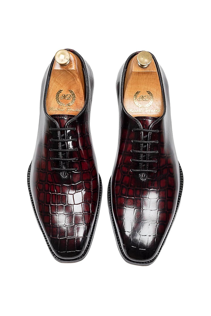 Wine Patina Leather Lace-Up Shoes by Modello Domani at Pernia's Pop Up Shop