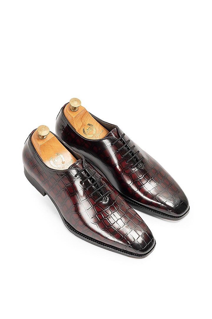 Wine Patina Leather Lace-Up Shoes by Modello Domani at Pernia's Pop Up Shop