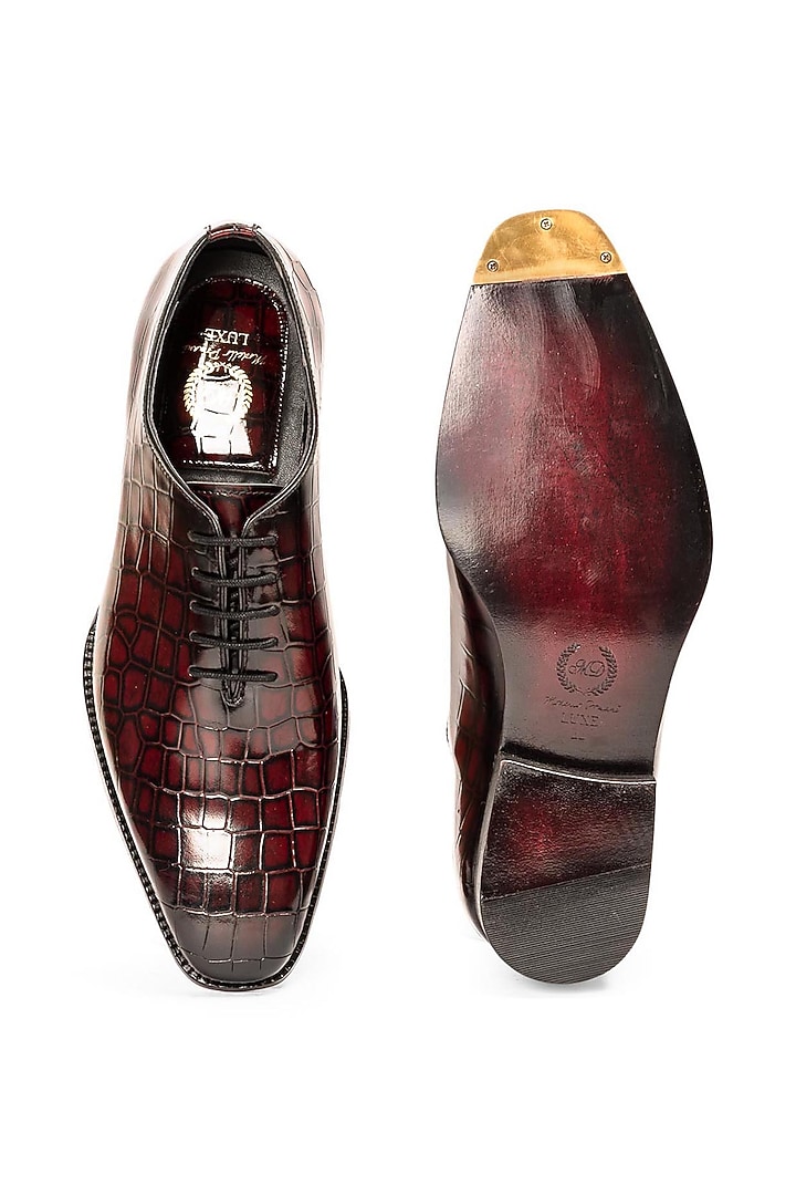 Wine Patina Leather Lace-Up Shoes by Modello Domani at Pernia's Pop Up Shop