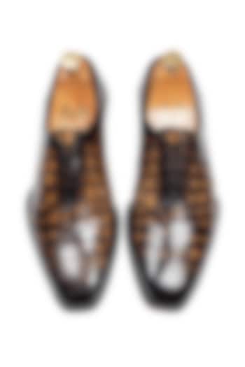 Yellow Patina Leather Lace-Up Shoes by Modello Domani at Pernia's Pop Up Shop