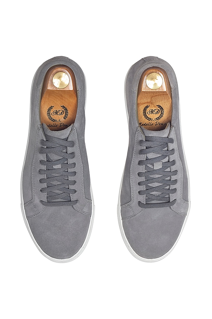 Grey Handcrafted Lace-Up Sneakers by Modello Domani