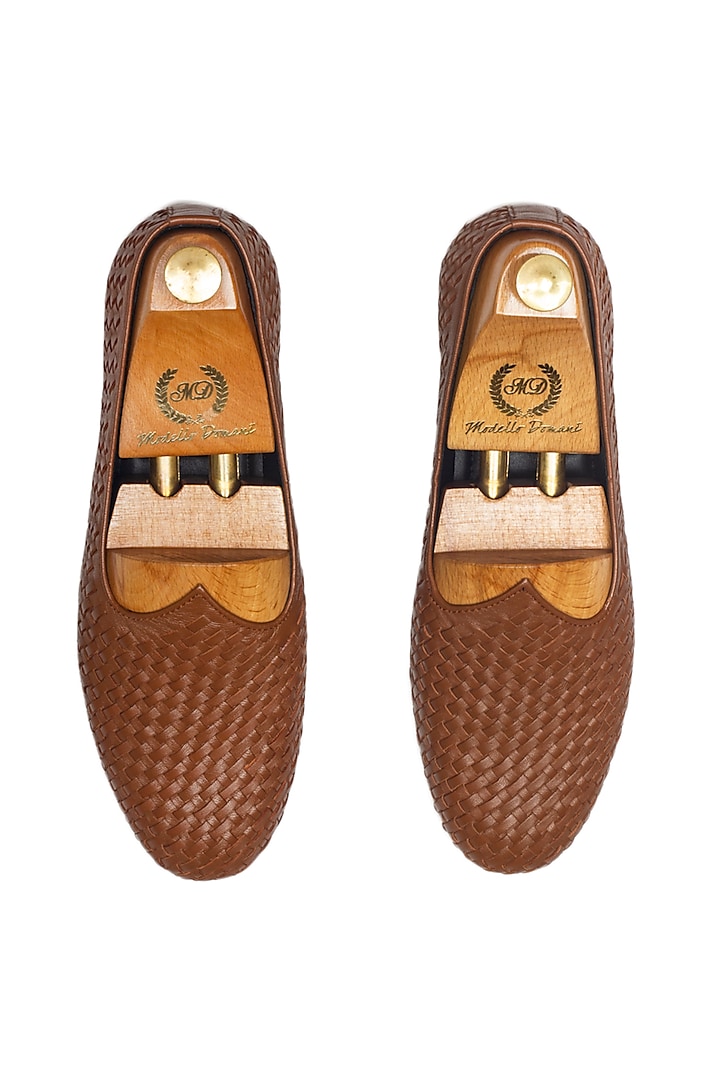 Tan Leather Handcrafted Juttis by Modello Domani