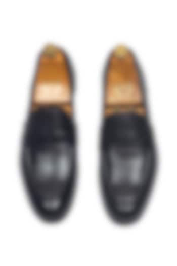 Black Pure Leather Slip-On Shoes by Modello Domani at Pernia's Pop Up Shop
