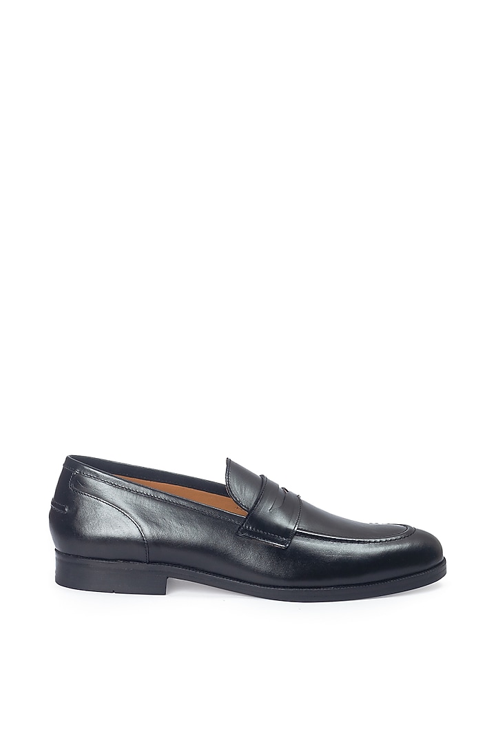 Black Pure Leather Slip-On Shoes by Modello Domani at Pernia's Pop Up Shop