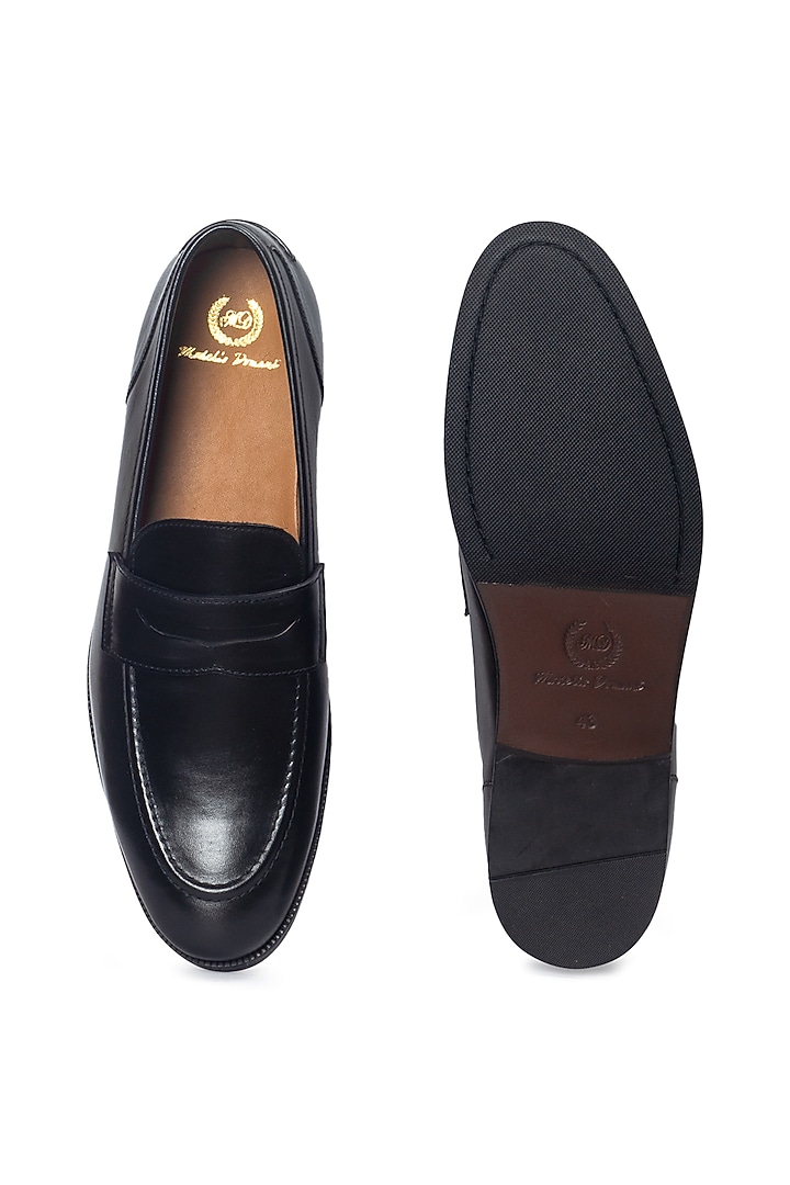 Black Pure Leather Slip-On Shoes by Modello Domani at Pernia's Pop Up Shop
