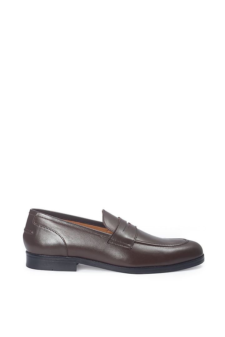 Brown Pure Leather Slip-On Shoes by Modello Domani at Pernia's Pop Up Shop