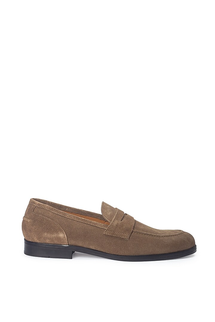 Olive Green Pure Suede Slip-On Shoes by Modello Domani at Pernia's Pop Up Shop