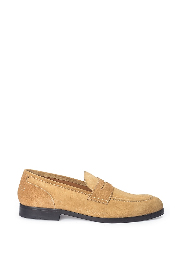 Beige Pure Suede Slip-On Shoes by Modello Domani at Pernia's Pop Up Shop