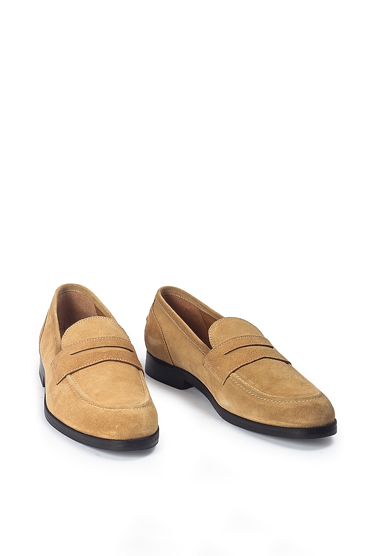 Beige Pure Suede Slip-On Shoes by Modello Domani at Pernia's Pop Up Shop