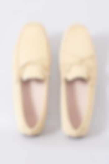 Beige Handcrafted Loafer Shoes by Modello Domani