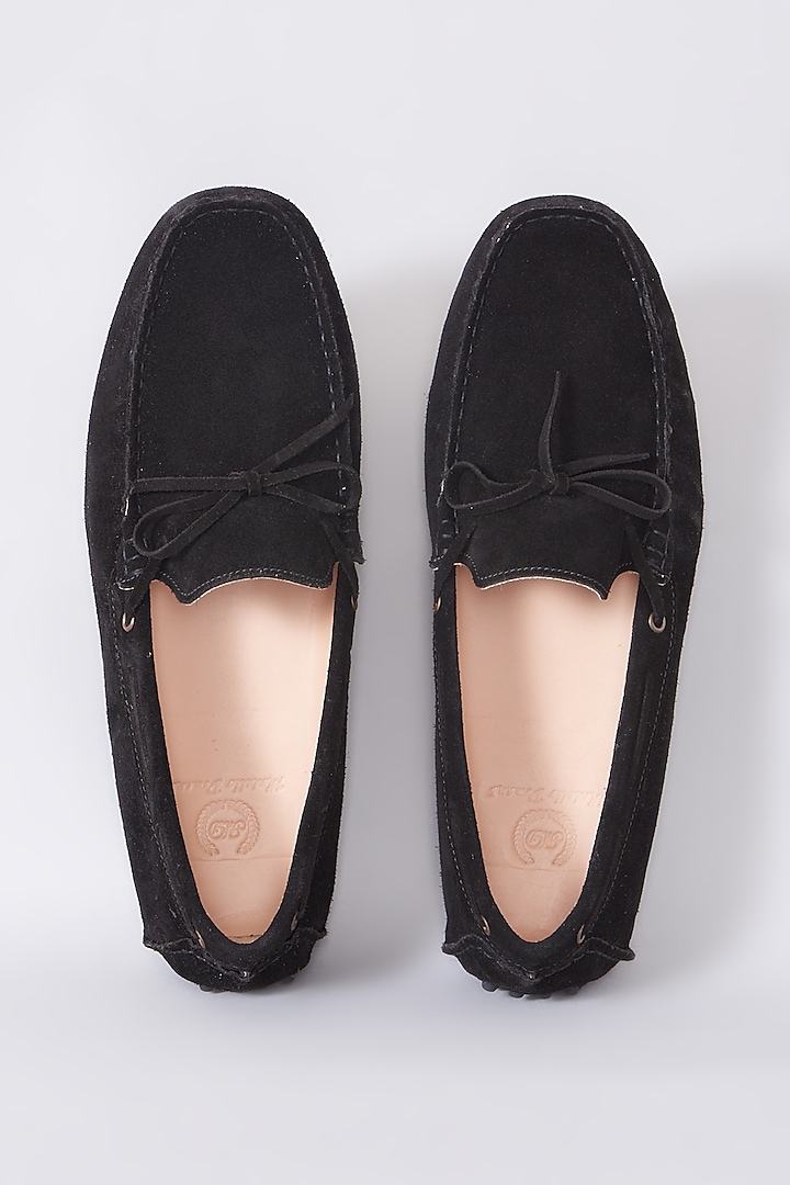 Black Handcrafted Loafer Shoes by Modello Domani