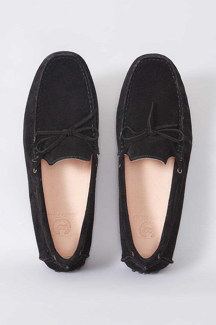 Black Handcrafted Loafer Shoes by Modello Domani at Pernia's Pop Up Shop