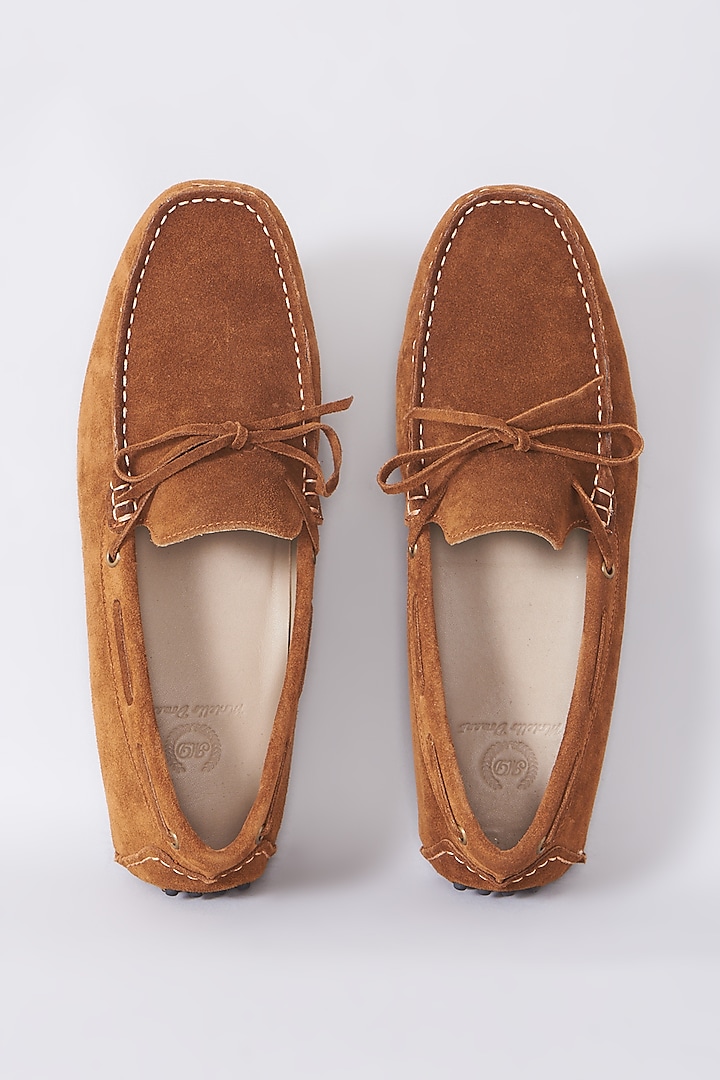 Camel Brown Handcrafted Loafer Shoes by Modello Domani