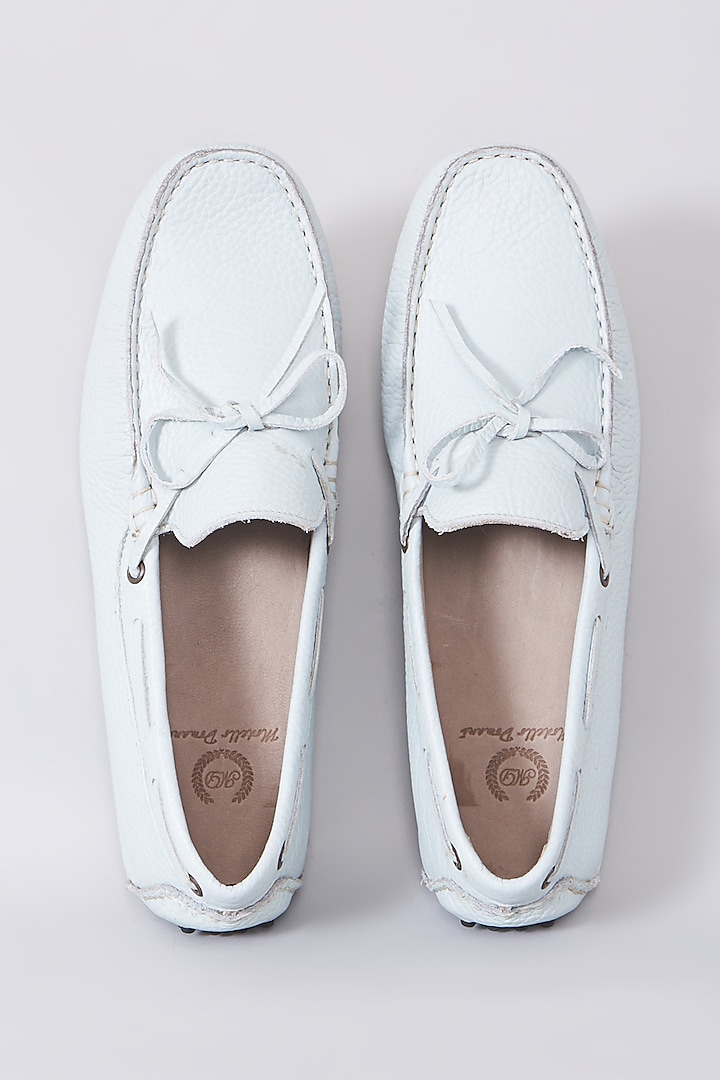 Sky Blue Handcrafted Loafer Shoes by Modello Domani