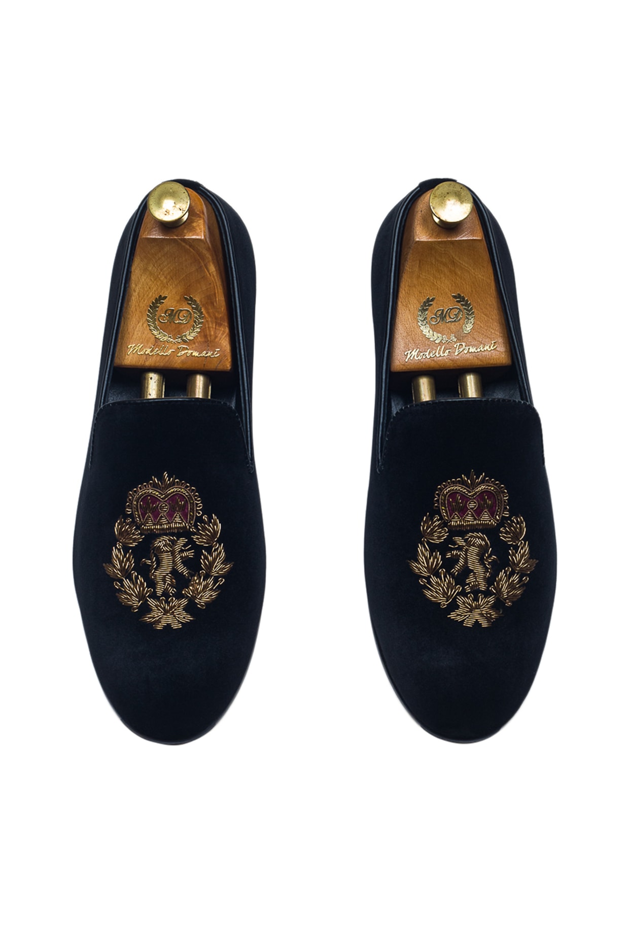 Black Velvet Zardosi Embroidered Handcrafted Slip-On Shoes