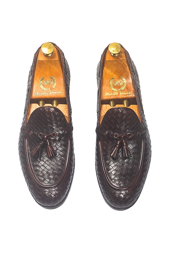 Brown Pure Leather Handcrafted Slip-Ons by Modello Domani