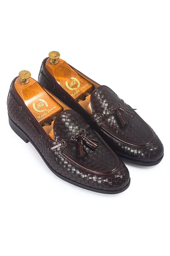 Brown Pure Leather Handcrafted Slip-Ons by Modello Domani at Pernia's Pop Up Shop